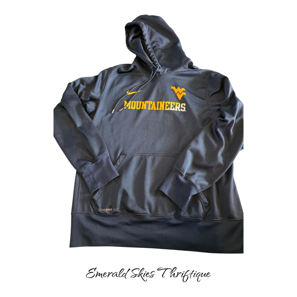 West Virginia Mountaineers Hoodie Men large Sweatshirt Nike Dri FIt WVU Adult *